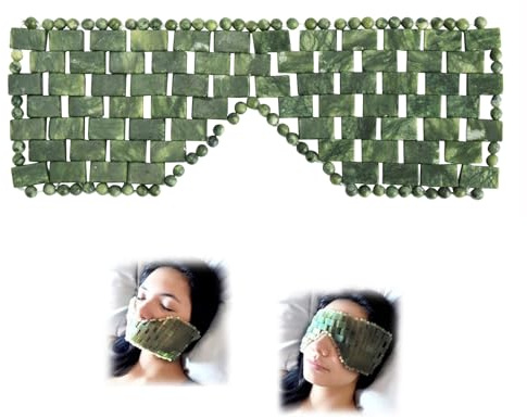 HASAIKA Ögonmask, anti-aging jadeögon, jade sten jade för att lugna trötthet, svullna ögon, mörka cirklar lindrar och rynkor (mörkgrön)