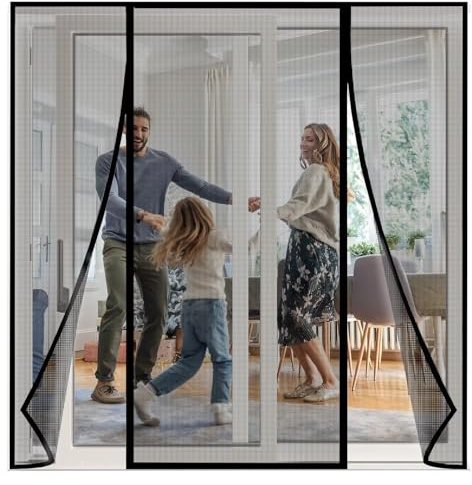 Moustiquaire Porte Magnétique Fermeture Automatique Facile à Installer pour d Entrée Intérieur/Patio 245x220cm Noir