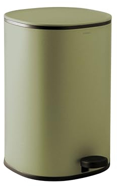 COSMIC Essentials Bathroom and Kitchen Bin with Pedal System, Circular Design and 5L Capacity. Small Trash Can with Lid for Restroom in Sage Green Color