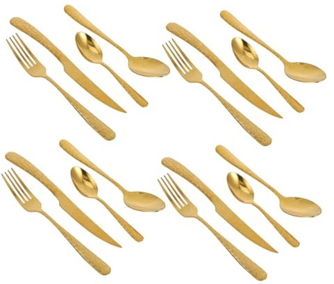 BESTOYARD 4juegos Cubiertos De Acero Inoxidable De Diseño De Serpiente Dorada Utensilios De Comedor Elegantes Para Restaurante y Hogar