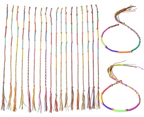 VASANA 20 braccialetti intrecciati a mano multicolore con nodi, corda intrecciata, corda dell'amicizia, accessori per feste, polsi, caviglie (colore casuale), 28-31 cm, poliestere