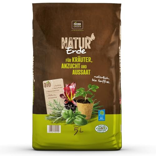 PATZER NATUR Erde Bio für Kräuter-, Anzucht- & Aussaat torffrei - 5 Liter