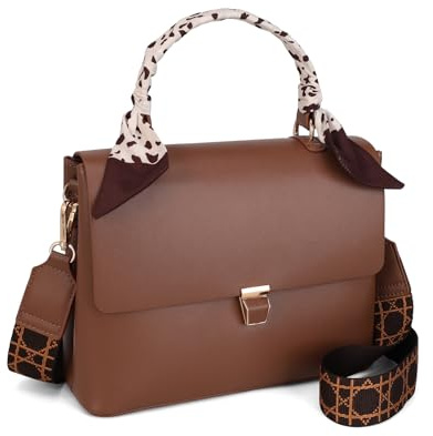 Gladdon Umhängetasche Damen, Schultertasche mit Reißverschluss, Crossbody Bag, Leder handtasche klein, Breite Schultergurte Jacquard-Gewebe