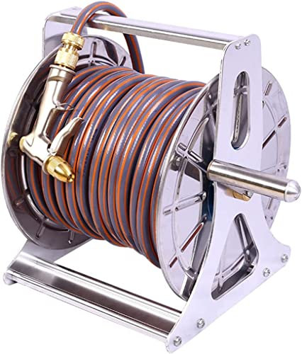 Portable Hose Pipe Reel，Garden Hose Reels, Wall Mount Garden Hose Reel, Hose Reel Metal for Window Cleaners and Domestic Use with Hose, Spray Nozzle, and System Parts (Size : with 40m Hose)