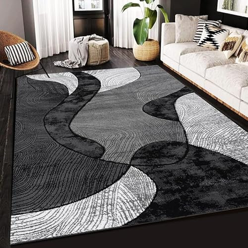 Rugs Inn Velvet Curve - Rugs - Large Fluffy Area Rug Carpet Washable Non-Slip Soft Modern Indoor Shaggy Floor Rug for Living Room, Bedroom, Hallway, Lounge (Grey, 120x170 cm)