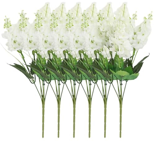 3 ramos de flores de jacinto realistas para el hogar, hotel, Hoj628 (blanco, 35 x 20 cm)