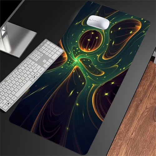 Alfombrilla de Ratón Grande 900x400x3mm – Mouse Pad Gaming XXL - Mejorar la precisión y la Velocidad - Antideslizante Alfombrilla Escritorio - para Ratón y Teclado (Amarillo Verde Marrón)
