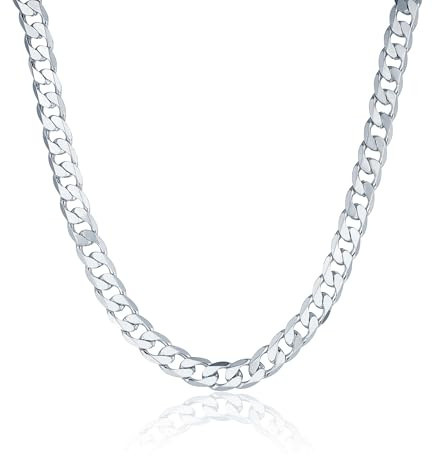 Bling King London – Silver Cuban Curb Link Chain, 9mm Thick- 20 Inch Long