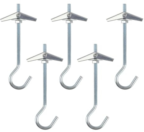 5 Pcs Ceiling Hooks for Hanging Plants & Lights - Heavy Duty M4/90mm Galvanised Steel Ceiling Hooks - Secure Fixing for Plasterboard, Drywall - Ideal for Hanging Plants, Pendant Lights, Wind Chimes