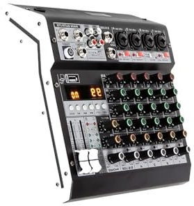 Mesa de Mezclas, Mezclador de 6 canales 99DSP for conferencias Procesador de reverberación compatible con Bluetooth y USB Cante en con mezcladores de tarjetas de sonido