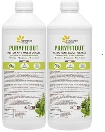Duplo Fleurance Nature- Puryfitout détergent ecologique multi usages multi surfaces aux Huiles Essentielles Bio- Nettoie, degraisse- 1L-certifié Ecocert- Ecodetergent- 52118 (2)