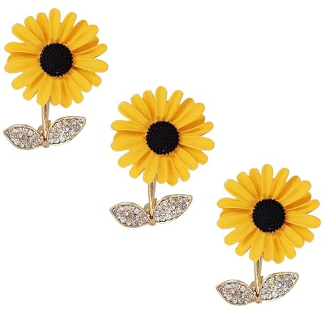 3Pcs Sunflower Pin Badge,Golden Sunflower Brooch,Classic Sunflower Badge,Scarf Clothes Accessories Gift Jewelry for Ladies Girls