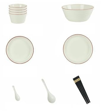 Nordic Home - Vajilla de cerámica simple y exquisita con resistencia a altas temperaturas, juego de 8 piezas con cuenco de arroz de 5 pulgadas