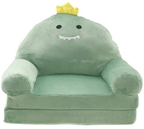 Canapé pliable et confortable pour enfant - 2 en 1 - Canapé pliable - Cadeau d'anniversaire pour fille et garçon (dinosaure vert)
