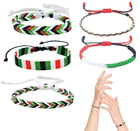 JUGUTA 5 Stück Palästina Fahne Armband,Palästina-Flaggen-Armbänder, Kostenlose Palästina-Silikonarmbänder,Solidaritätsarmbänder Für Damen Und Herren