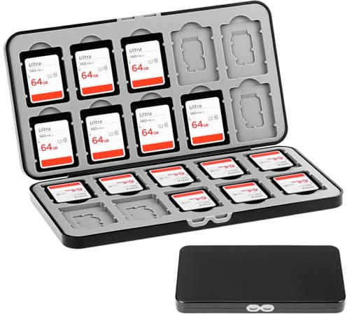QWORK® Estuche para Tarjetas de Memoria, Compatible con 20 Ranuras para Tarjetas SD y 20 Ranuras para Tarjetas Micro SD