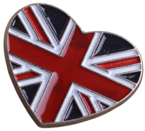 COMPUKAS Broche et Décorative en Alliage Amusante de Cœur Drapeau National Britannique, Légère pour Costume ou Chemise, pour Homme et Femme