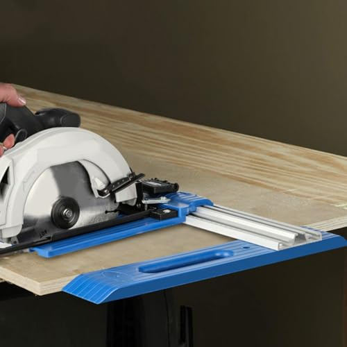 Rail de guidage fixe en alliage d'aluminium pour scie circulaire - Gabarit de fente réglable de 0 à 65 cm avec double échelle, fente de coupe résistante à l'usure, Sm