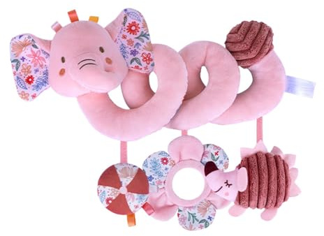 Plysch barnvagnsleksak - sammetsmanchester fylld spjälsäng skallra gnissel, mjuk spiral djurfigur, lugnande högkontrast elefantkanin | Bassinet Bilbarnstol Early Education Girls Pojkar Present 40