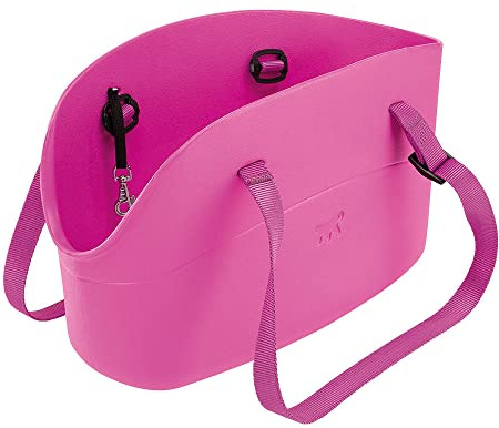 Ferplast Borsa per il trasporto di cani di piccola taglia WITH-ME, EVA, Morbida plastica gommata, lavabile, Manici regolabili, Manici regolabili, Cinghiolo di sicurezza incluso, 21,5 x 43,5 x h 27 cm Fucsia