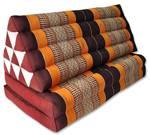 Cojín triangulo Tai XXL, con colchoneta plegable 2 pliegues, fabricado en Tailandia, marrón/naranja (81117)