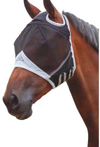 Shires Fine Mesh Fly Mask with Ear Holes – 70% UV Protection Black/Pony/Single