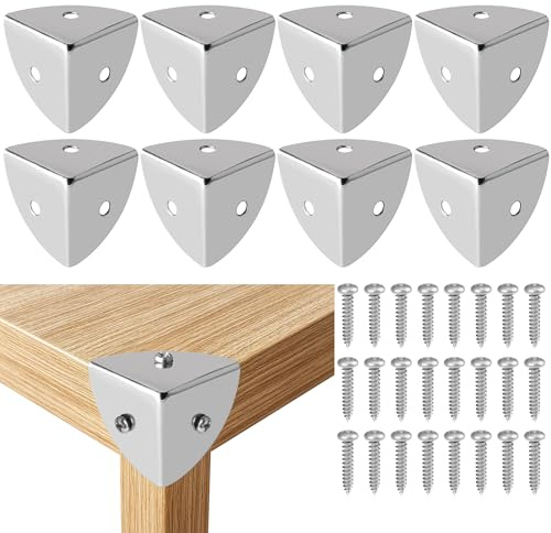 SAYAYO Protection Coin de Table 8 Pcs Meuble d'angle Corniere Aluminium Brossé Convient pour Protection des Meubles, Décoration, Anti-Collision et Anti-Casse, EBJ025-8P