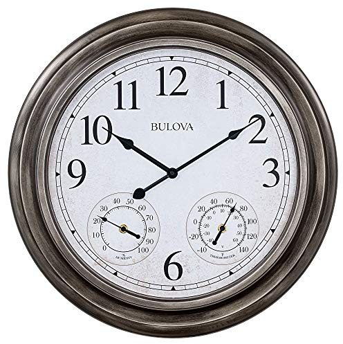 Bulova C4125 Block Island Wall Clock, Aged Silver-Tone