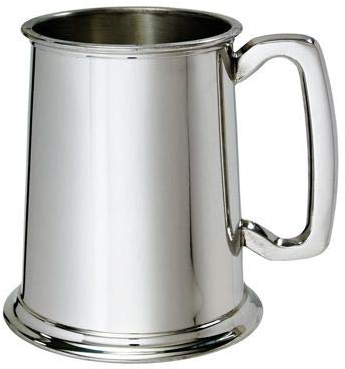 Plain 1 Pint Pewter Tankard – Classic Traditional British Beer Mug – Timeless Straight-Sided Design – Also Engraving