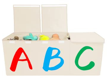 MYCEE Baúl de juguetes extragrande con tapa, plegable, resistente, para niños, organizador de juguetes, multiuso (patrón del alfabeto)