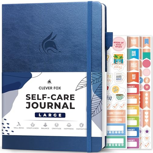 Clever Fox Self-Care Journal – Daily Reflection Notebook – Mental Health & Personal Development Planner, Meditation & Mood Log, Large (Mystic Blue)
