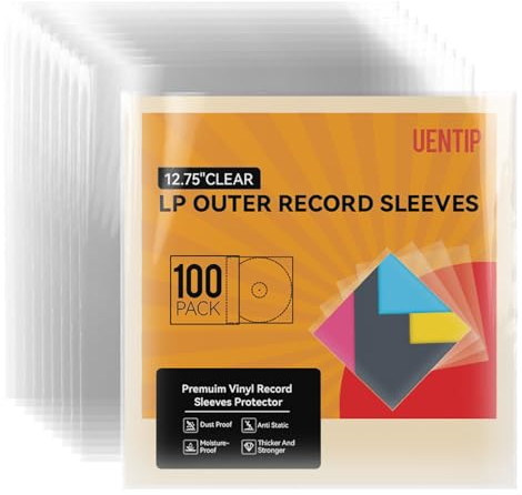 Lot de 100 pochettes extérieures transparentes pour disques vinyles simples et doubles 32,4 cm (pochettes extérieures)
