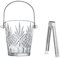 Clear Glass Ice Bucket with Ice Tong and Handle Crystal Ice Container & Beverage Cooler Perfect Bar Accessory for Parties, Themed Events, Picnics and Everyday Home Use-1L