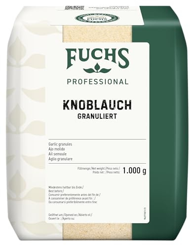 Fuchs Professional - Knoblauch granuliert | 1 kg im großen Beutel | Knoblauchpulver zum Würzen von Fleisch-, Gemüse- und Fischgerichten | Für Großverbraucher und Gastronomie