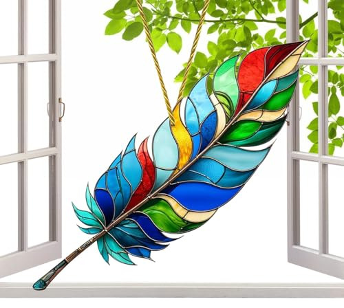 Attrape-soleil extérieur, attrape-soleil extérieur, plumes d'animaux attrape-soleil, attrape-soleil d'animaux en acrylique 2D avec plumes pour la maison, le jardin