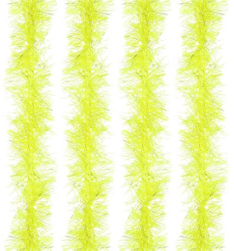 PATIKIL 4 Stück 5Ft Federboa Künstliche Federboas fluoreszierendes Gelb | Partydekorationen, Flauschige, für DIY Basteln, Hochzeitskostüm, Weihnachten, Konzert, Halloween, Wohnkultur