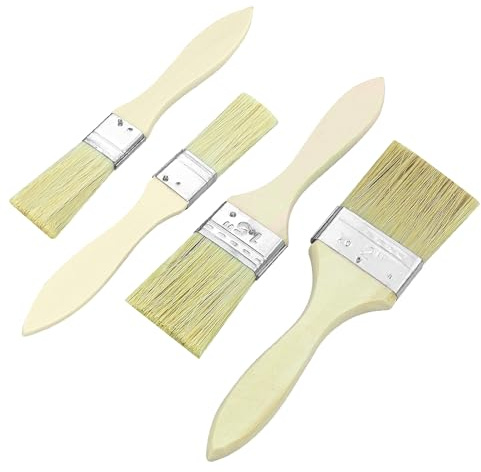 Lot de 3 pinceaux plats fins - 3 tailles - Pinceau plat - Avec manche en bois - Avec manche en bois - Pinceau à poils naturels - Pour peinture