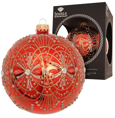 Kräftan, glas, Lauscha, julkula ungdomsstil, röd 10 cm – munblåst och handdekorerad – ädel julgransprydnad av glas – handgjort – elegant centrum för din juldekoration