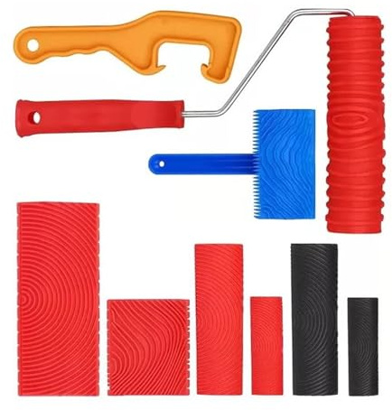 Rullo per pittura realistico in finto legno, per mobili da parete e decorazioni artigianali, con struttura in gomma solida, rullo in gomma e legno