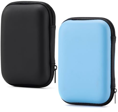 Jidyllic 2 Pezzi Custodia Rigida per Hard Disk Esterno Portatile - Organizer Antiumidità con Guscio Protettivo, Porta Hard Disk per 2.5 HDD (Azzurro/Nero)