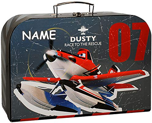 alles-meine.de GmbH Kinderkoffer Planes Dusty - mit Namen - Groß - Puppenkoffer Koffer Reisekoffer aus Pappe - Flugzeuge Fahrzeug Jungen