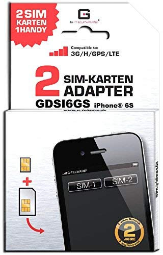 GDSI6GS/ CARBONSCHWARZ/ 2 Jahre Herstellergarantie!/ Mehrsprachig/Dual SIM Adapter kompatibel mit iPhone 6S UMTS/3G/HSDPA/GPS/LTE