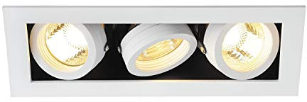 SLV LED Einbauleuchte KADUX, dreh- und schwenkbar | Dimmbare Deckenleuchte, Innen-Beleuchtung | LED Spots, Fluter, Deckenstrahler, Decken-Spots, Einbau-Strahler | 3-flammig, GU10 QPAR51 Weiß
