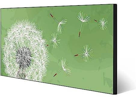 banjado Magnettafel schwarz 78 x 37cm / Magnetwand Metall/Magnetpinnwand als Memoboard/Pinnwand Magnettafel Küche, Büro, Kinderzimmer inkl. 4 Magnete & Montageset - Motiv Pusteblume 3