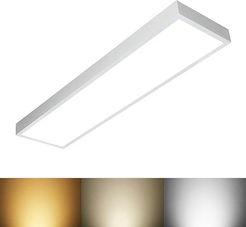 DEFACTO LED Panel Deckenleuchte Dimmbar 120x30 cm, 40W Tageslicht LED Deckenlampe, Aufputz Warm/Natur/Kaltweiß 3000K-6400K, 3200LM (Warmweiß/3000K)