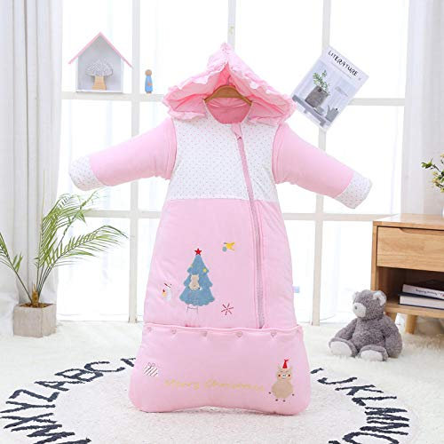 NEWELLYY Schlafsack Baby Winterschlafsack,Baby-Anti-Kick-Steppdecke aus Baumwolle, verdickter Umschlagschlafsack-B pink_130cm,Schläfsack Baby Winter kinderSchlafsack