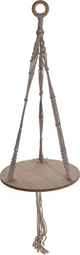 Muddy Hands Plant Hanger Indoor Home House Outdoor Garden Jute Rope Macrame Hanging Planter Basket Flower Pot Holder Stand (Wooden Stand Small)