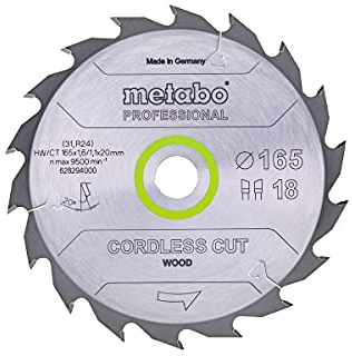 Metabo Sägeblatt cordless cut wood - professional, 165x1,6/1,1x20 Z36 WZ 15° - 628295000