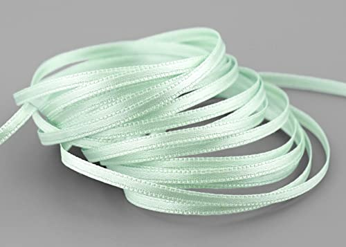finemark 50 m x 3 mm Satinband Mint Mintgrün (036) doppelseitiges Schleifenband aus Satin ohne Draht weich und glänzend Geschenkband Deko Band Double face Dekoband Dekorieren Kordel Basteln
