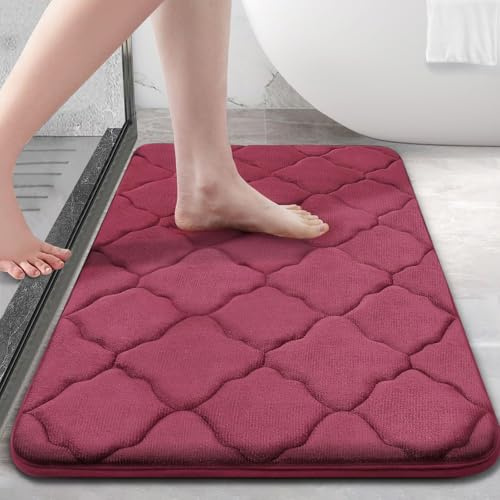 Homaxy Memory Foam Badematte rutschfest Badezimmerteppich-40x60 cm, Weinrot | weich & komfortabel, rutschfeste rückseite, schnelles wasser-absorbent, waschbar & pflegeleicht, breite anwendungsbereiche